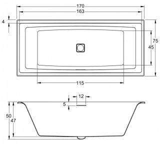 Акриловая ванна с подсветкой Riho Still Square LED Fall B100033005 170х75см светодиоды и подголовник справа заполнение через перелив белый